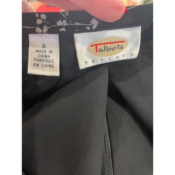Talbots Petites Black with Flower Print Polyester Midi Skirt Sz 6P - Picture 5 of 6